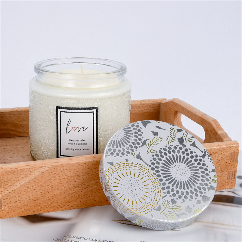 Custom Simple Style Glass Jar Soy Wax Candles With Aromatherapy